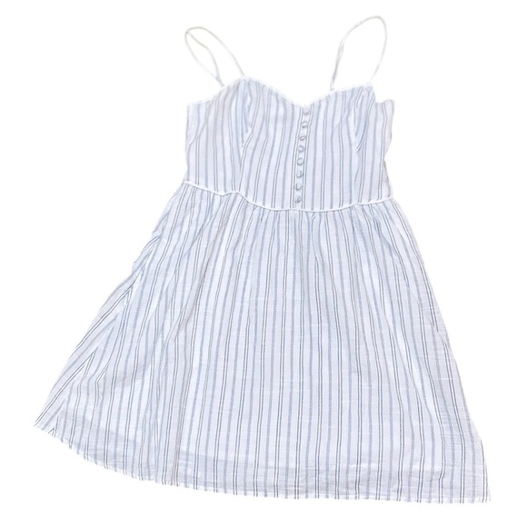 Abercrombie & Fitch White/blue Striped Mini sunDress spaghetti straps size small - Picture 6 of 9